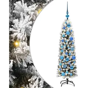 vidaXL Vidaxl Sapin De Noël Mince Avec 150 Led Vert 120 Cm Plastique E... pas cher