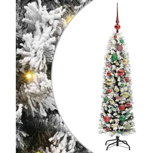 vidaXL Vidaxl Sapin De Noël Mince Avec 150 Led Vert 120 Cm Plastique E... pas cher