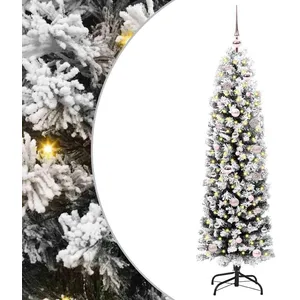 vidaXL Vidaxl Sapin De Noël Artificiel With Leds Vert Et Blanc 150 Cm ... pas cher