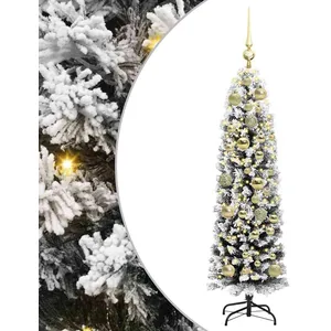 vidaXL Vidaxl Sapin De Noël Mince Avec 150 Led Vert 120 Cm Plastique E... pas cher