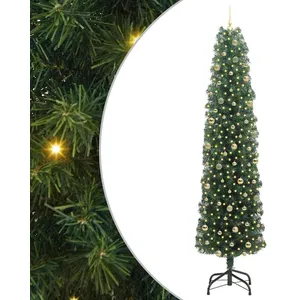 vidaXL Vidaxl Sapin De Noël Artificiel With Leds Vert 240 Cm Pvc pas cher