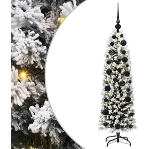 vidaXL Vidaxl Sapin De Noël Mince Avec 150 Led Vert 120 Cm Plastique E... pas cher