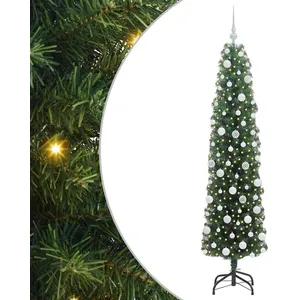 vidaXL Vidaxl Sapin De Noël Mince Avec 300 Led Vert 180 Cm Plastique E... pas cher