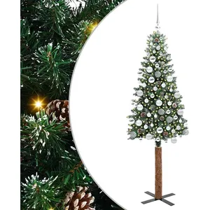 vidaXL Vidaxl Sapin De Noël Mince Avec 300 Led Vert Et Blanc 180 Cm pas cher