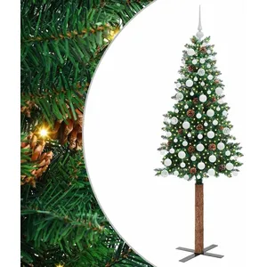 Comparateur de prix : vidaXL Vidaxl Sapin De Noël Mince Vert 180 Cm Pvc Et Bois De Pin Massi...