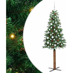 vidaXL Vidaxl Sapin De Noël Mince Vert 180 Cm Pvc Et Bois De Pin Massi... pas cher