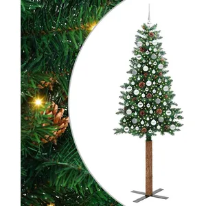 vidaXL Vidaxl Sapin De Noël Mince Vert 210 Cm Pvc Et Bois De Pin Massi... pas cher