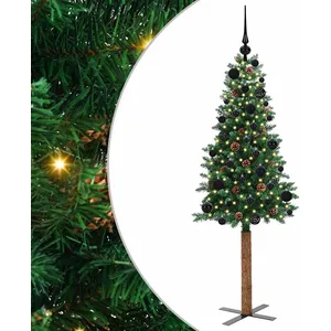 Comparateur de prix : vidaXL Vidaxl Sapin De Noël Mince Vert 150 Cm Pvc Et Bois De Pin Massi...