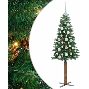 vidaXL Vidaxl Sapin De Noël Mince Vert 150 Cm Pvc Et Bois De Pin Massi... pas cher