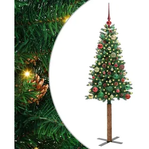 Comparateur de prix : vidaXL Vidaxl Sapin De Noël Mince Vert 150 Cm Pvc Et Bois De Pin Massi...