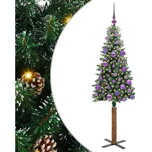 vidaXL Vidaxl Sapin De Noël Mince Avec 150 Led Vert Et Blanc 150 Cm pas cher