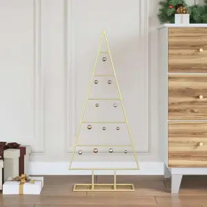 Arbre de Noël en métal Doré 90 cm Acier peint par poudre vidaXL pas cher
