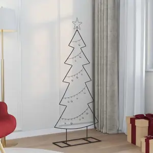 vidaXL vidaXL Arbre de Noël en métal avec support Noir 150 cm Acier pas cher