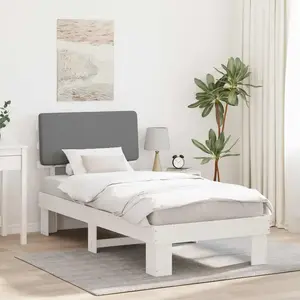 vidaXL Cadre de lit avec tête de lit rembourrée Gris clair 80 x 200 cm pas cher