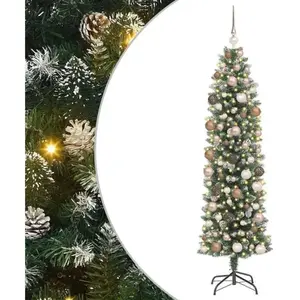 Arbre de Noël artificiel slim avec 300 LED Vert 180 cm vidaXL pas cher