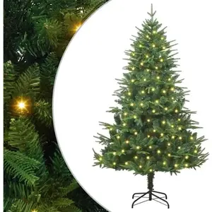 Sapin de Noël artificiel pré-éclairé Vert 180 cm PVC et PE vidaXL pas cher