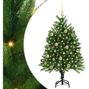 vidaXL Vidaxl Sapin De Noël Avec 150 Led Avec Support Vert 120 Cm Pe pas cher
