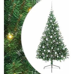 vidaXL Vidaxl Sapin De Noël Artificiel Pré-Éclairé Vert 180 Cm Pvc pas cher
