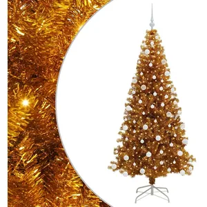 vidaXL Vidaxl Sapin De Noël Avec 300 Led Avec Support Doré 180 Cm Pet pas cher