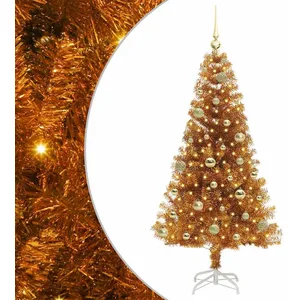 vidaXL Vidaxl Sapin De Noël Avec 150 Led Avec Support Doré 150 Cm Pet pas cher