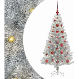 Vidaxl sapin avec 150 led avec support argent 120 cm pet pas cher
