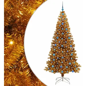 vidaXL Vidaxl Sapin De Noël Avec 300 Led Avec Support Doré 210 Cm Pet pas cher