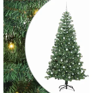 vidaXL Vidaxl Sapin De Noël Avec 300 Led Avec Support Vert 240 Cm Pvc pas cher