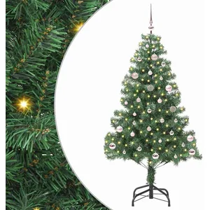 vidaXL Vidaxl Sapin De Noël Avec 150 Led Avec Support Vert 150 Cm Pvc pas cher