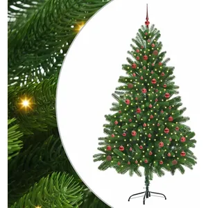 vidaXL Vidaxl Sapin De Noël Avec 300 Led Avec Support Vert 210 Cm Pe pas cher