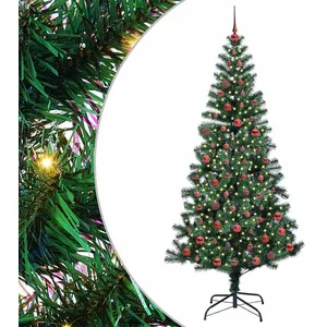 vidaXL Vidaxl Sapin De Noël Artificiel Pré-Éclairé Vert 210 Cm Pvc Et ... pas cher