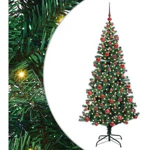 vidaXL Vidaxl Sapin De Noël Artificiel Pré-Éclairé Vert 180 Cm Pvc Et ... pas cher