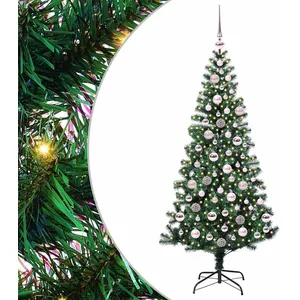 vidaXL Vidaxl Sapin De Noël Artificiel Pré-Éclairé Vert 180 Cm Pvc Et ... pas cher