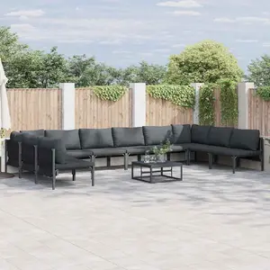 vidaXL Ensemble de canapé de jardin 11 pcs Anthracite Acier pas cher
