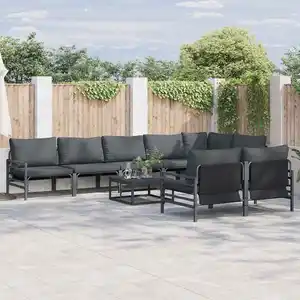 vidaXL Ensemble de canapé de jardin 8 pcs Anthracite Acier pas cher