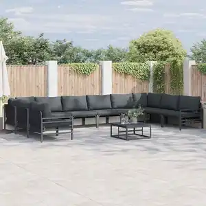 vidaXL Ensemble de canapé de jardin 10 pcs Anthracite Acier pas cher