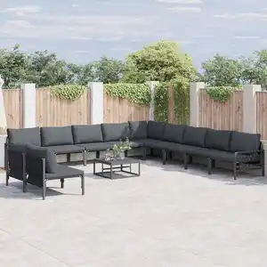 vidaXL Ensemble de canapé de jardin 12 pcs Anthracite Acier pas cher