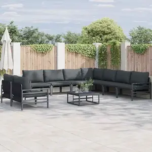 vidaXL Ensemble de canapé de jardin 9 pcs Anthracite Acier pas cher