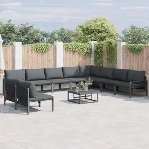 vidaXL Ensemble de canapé de jardin 11 pcs Anthracite Acier pas cher