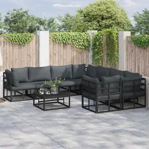 Comparateur de prix : vidaXL Ensemble de canapé de jardin 9 pcs Noir 70 x 70 x 32 cm