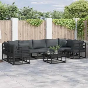 vidaXL Ensemble de canapé de jardin 7 pcs Noir Aluminium pas cher