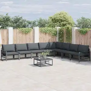 vidaXL Ensemble de canapé de jardin 8 pcs Anthracite Acier pas cher