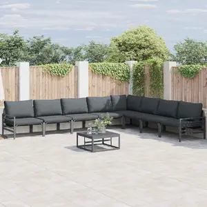 vidaXL Ensemble de canapé de jardin 9 pcs Anthracite Acier pas cher