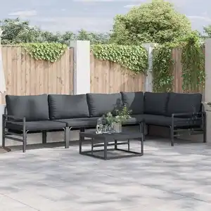 vidaXL Ensemble de canapé de jardin 5 pcs Anthracite Acier pas cher