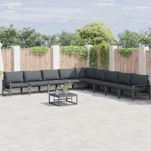 vidaXL Ensemble de canapé de jardin 9 pcs Anthracite Acier pas cher