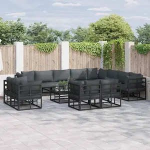 Comparateur de prix : vidaXL Ensemble de canapé de jardin 12 pcs Noir 353 x 283 x 71 cm