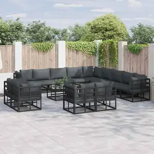 Comparateur de prix : vidaXL Ensemble de canapé de jardin 14 pcs Noir 70 x 70 x 32 cm