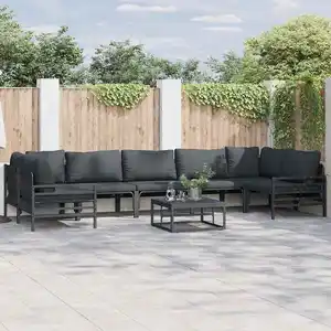 vidaXL Ensemble de canapé de jardin 8 pcs Anthracite Acier pas cher