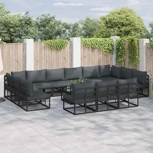 Comparateur de prix : vidaXL Ensemble de canapé de jardin avec coussin 13 pcs Noir Aluminium
