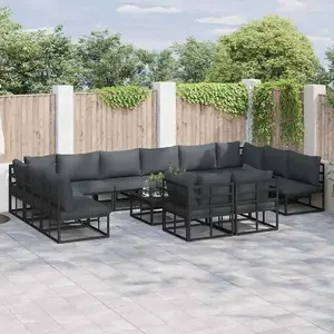 Comparateur de prix : vidaXL Ensemble de canapé de jardin 12 pcs Noir 423 x 211,5 x 71 cm