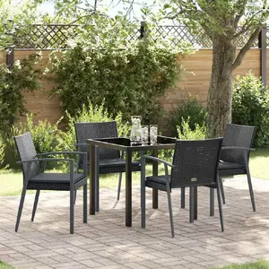 Comparateur de prix : Vidaxl - Ensemble De Salle À Manger Pour Jardin 5 Pcs Noir Poly Rotin